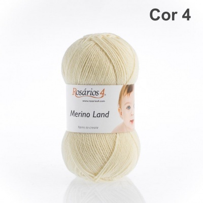 Novelo de lã merino creme com etiqueta da marca Rosários 4