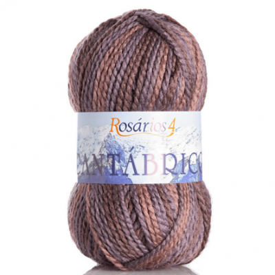 Novelo de lã Rosários 4 Mantab Pico castanho com etiqueta ilustrada
