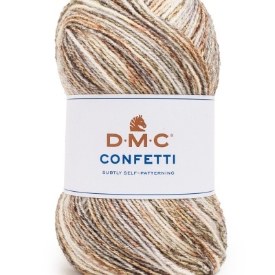 Novelo de lã D.M.C CONFETTI cor 556 em tons bege e castanho