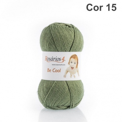 Novelo de lã verde oliva Rosários 4 Be Cool Cor 15