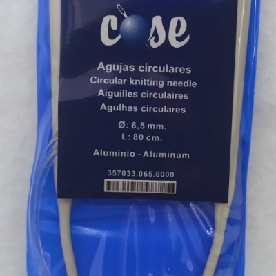 Agulhas circulares de tricot em embalagem azul