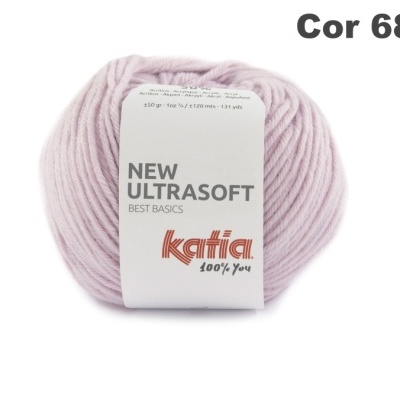 Novelo de lã rosa claro Katia New Ultrasoft cor 68