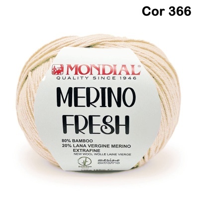 Novelo de fio Merino Fresh Mondial bege claro