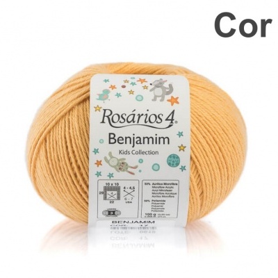 Novelo de lã amarelo claro Rosários 4 Benjamim Cor 17