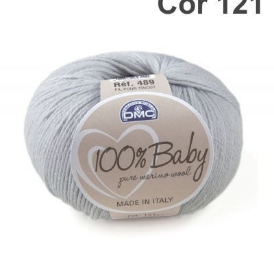 Novelo de lã merino 100% para bebé cinzento claro com etiqueta DMC