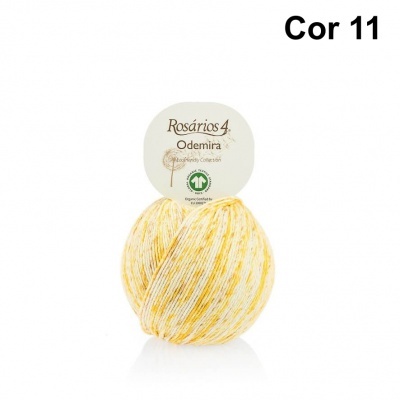 Novelo de fio de algodão Rosários4 Odemira cor 11 amarelo e branco