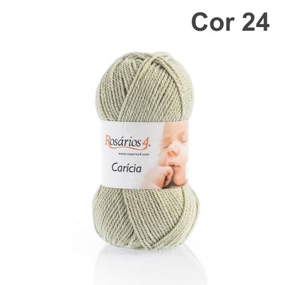 Novelo de lã cinzento claro Rosários 4 com etiqueta