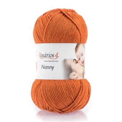 Novelo de lã laranja Rosários4 Nanny com imagem de mãe e bebé