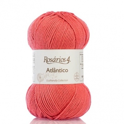 Novelo de fio rosa coral Rosários 4 Atlântico