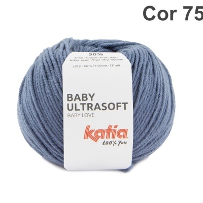 Novelo de lã azul Katia Baby Ultrasoft Cor 75