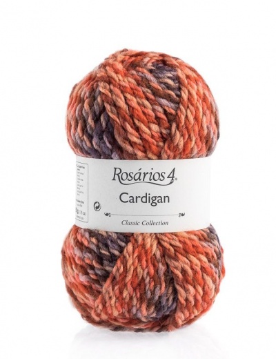 Novelo de fio grosso multicolorido com rótulo branco da Rosários4 Cardigan Classic Collection