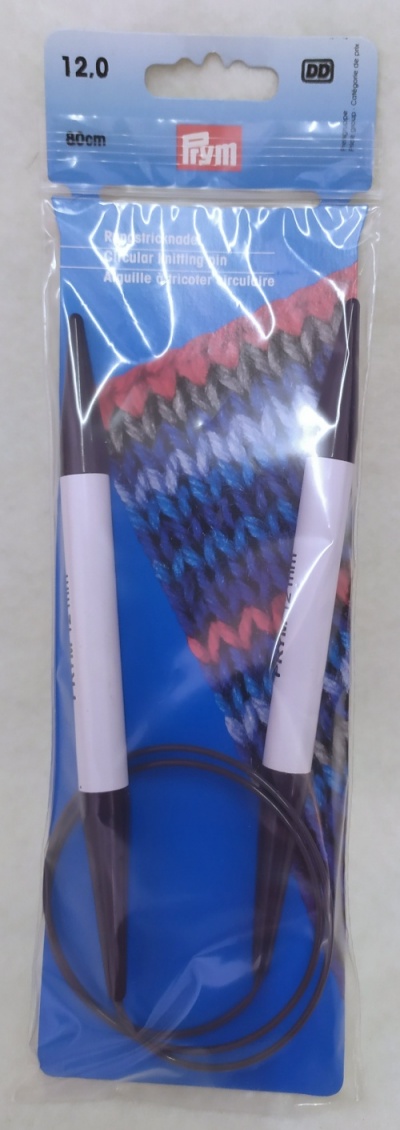 Agulha circular de tricotagem Prym com cabo flexível e embalagem azul