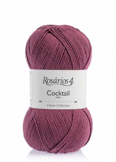 Novelo de fio roxo com rótulo branco Rosários 4 Cocktail