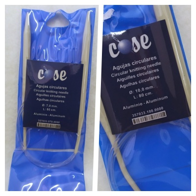 Agulhas circulares para tricô em alumínio com cabo flexível embaladas