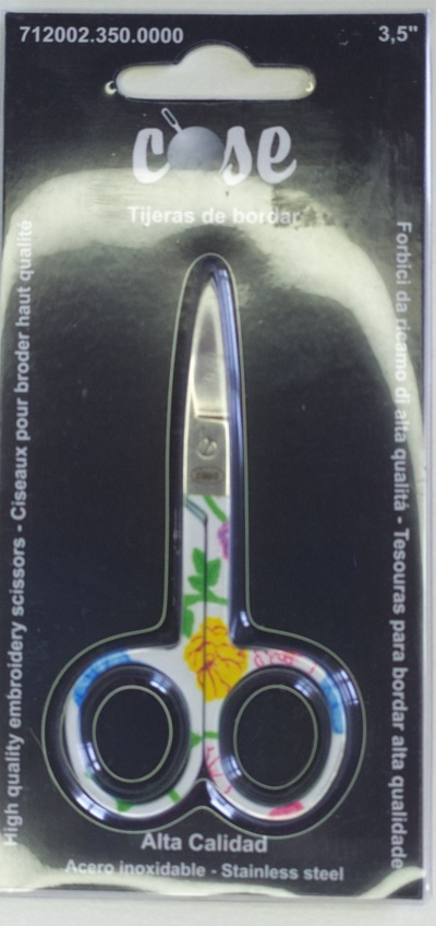 Tesouras de bordar com cabo floral em embalagem preta