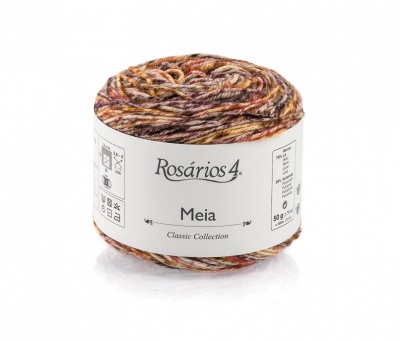 Novelo de lã multicolorida Rosários 4 Meia Classic Collection em fundo branco