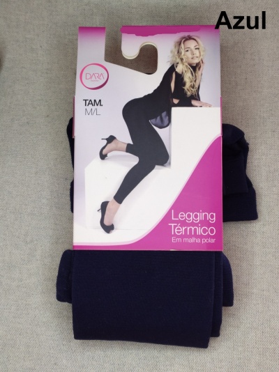 Legging térmico azul em malha polar da marca DARA tamanho M/L