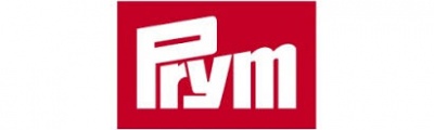 Logótipo branco 'Prym' sobre fundo vermelho.