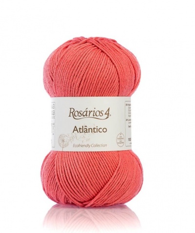 Novelo de fio rosa coral Rosários 4 Atlântico