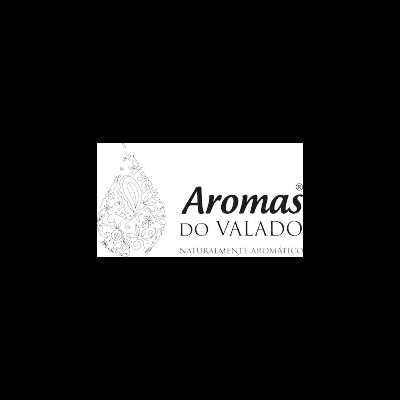 Logotipo Aromas DO VALADO com gota decorada e texto