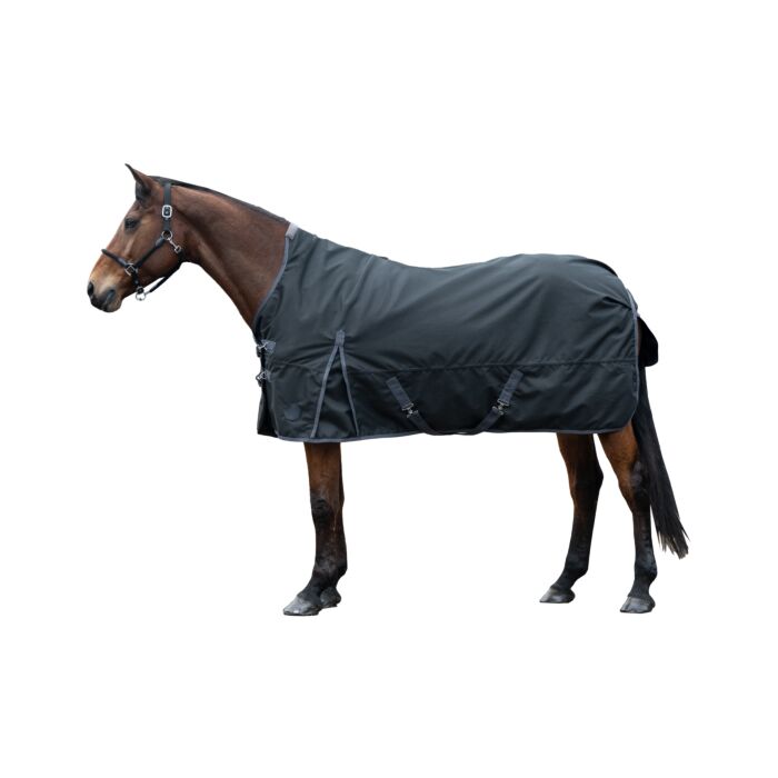 Cobrejão Highneck de Exterior HKM 'Glasgow 1200D' 100g Cavalo com roupa preta de proteção para equitação