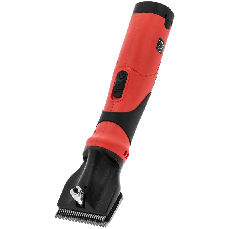 Máquina de Tosquia s/ Fios HIPPOTONIC ST-X1H Pro Máquina de tosquiar elétrica vermelha e preta com lâmina metálica