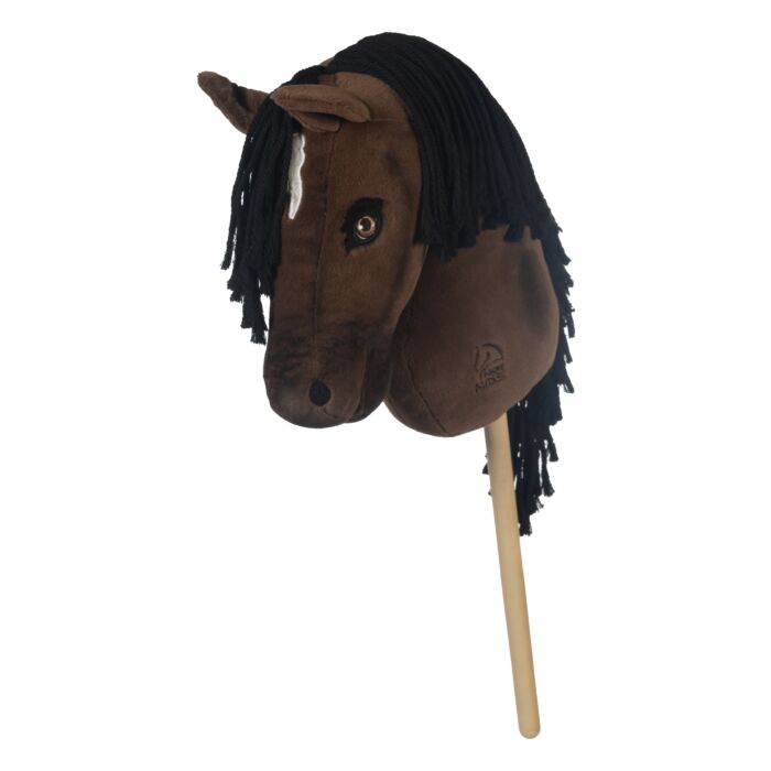 Hobby Horse Dressage HKM 'Avalon' Brinquedo cabeça de cavalo castanho com crina preta em pau de madeira