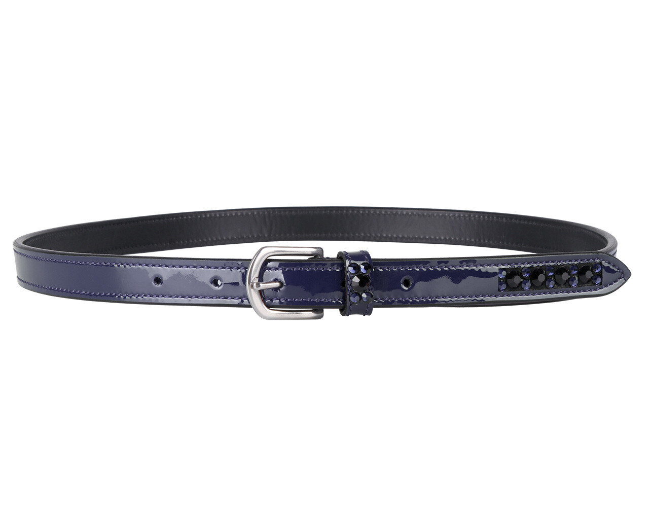 Cinto QHP Chianti Cinto feminino azul com fivela metálica e pedras pretas
