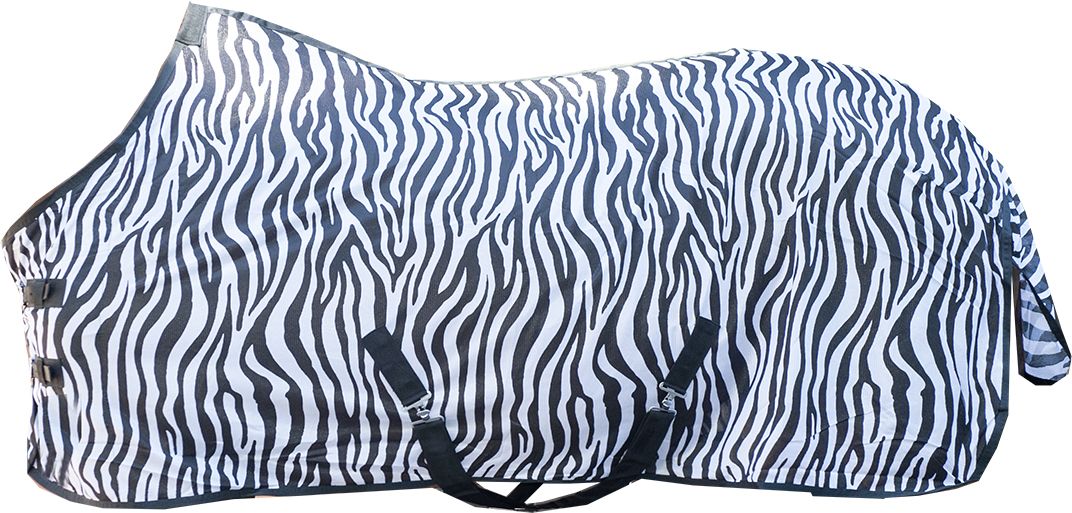 Cobrejão Anti-moscas HKM "Zebra" Cobertor para cavalo padrão zebra branco e preto com alças pretas