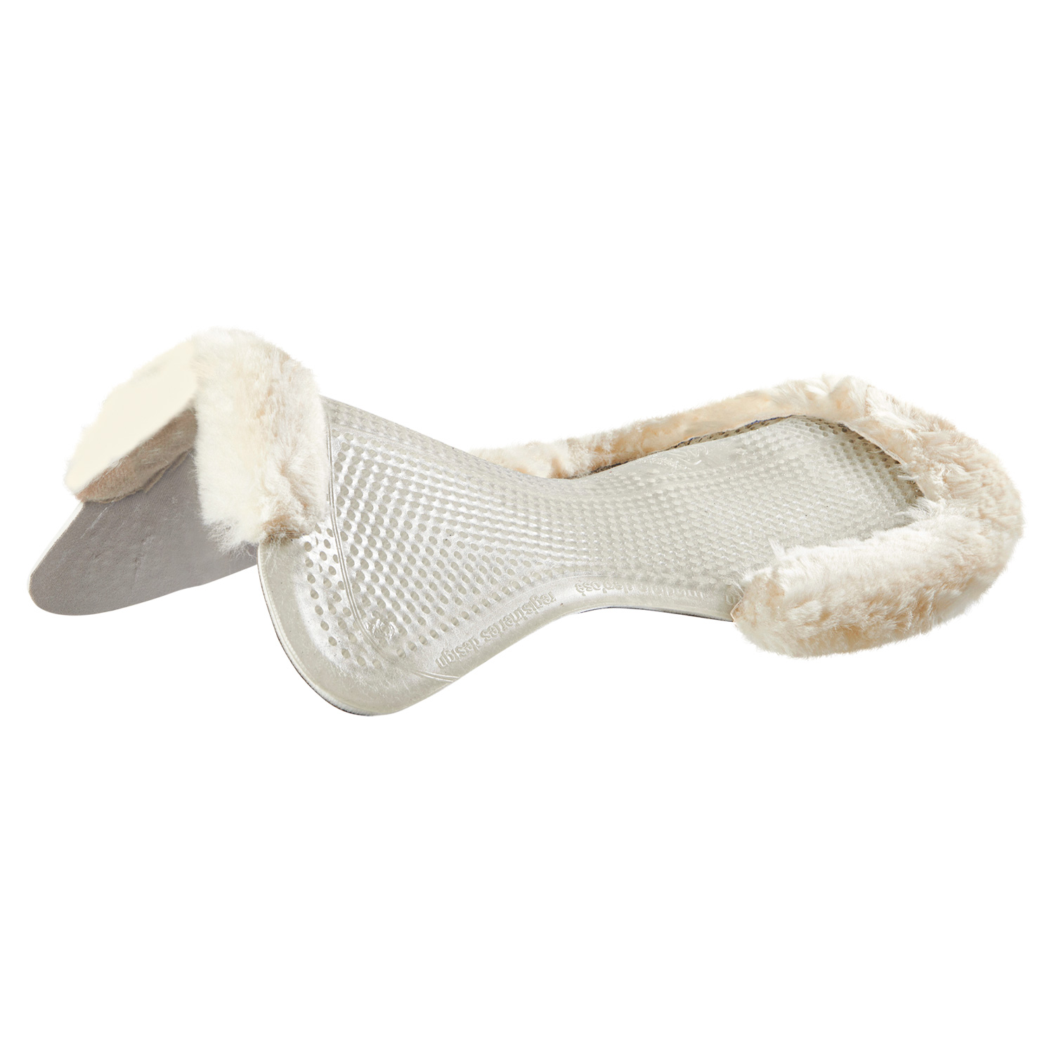 Protector Dorso - Meio Merino ACAVALLO Suplemento para sela de cavalo em couro branco texturado com espuma e forro em pele sintética bege