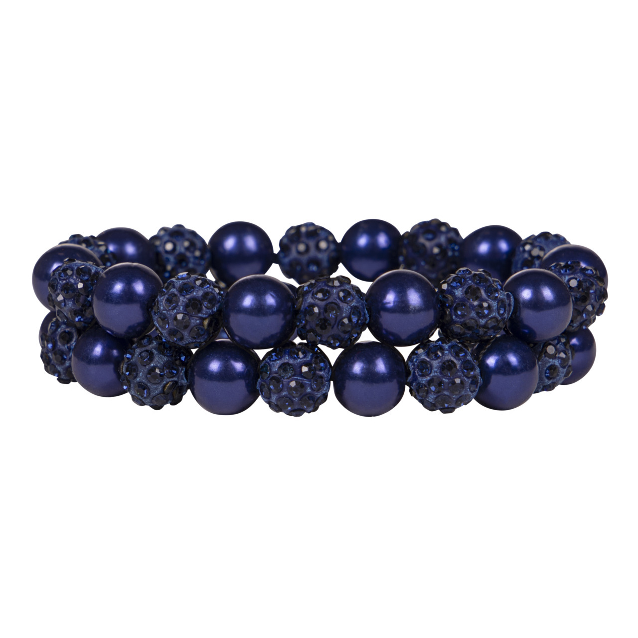 Elástico p/ Cabelo QHP Twinkle Pulseira azul com contas lisas e cravejadas