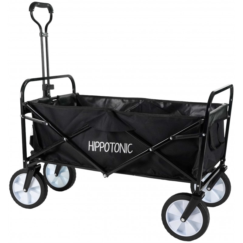 Carro Quad HIPPOTONIC Carrinho de transporte dobrável preto com rodas grandes e nome HIPPOOTONIC