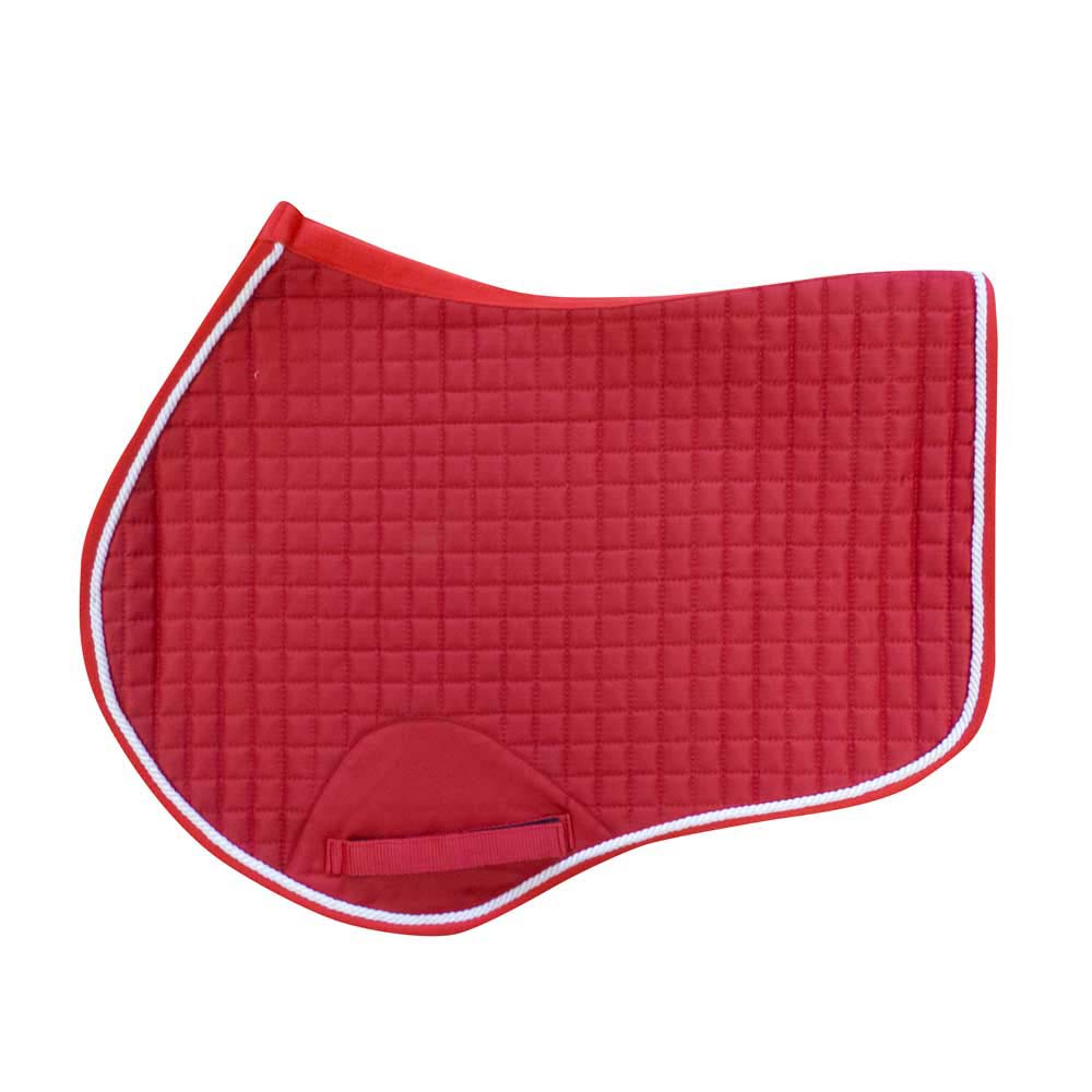 Suadouro de Obstáculos ZALDI Eques Manta acolchoada vermelha para equitação com bordas brancas e vermelhas