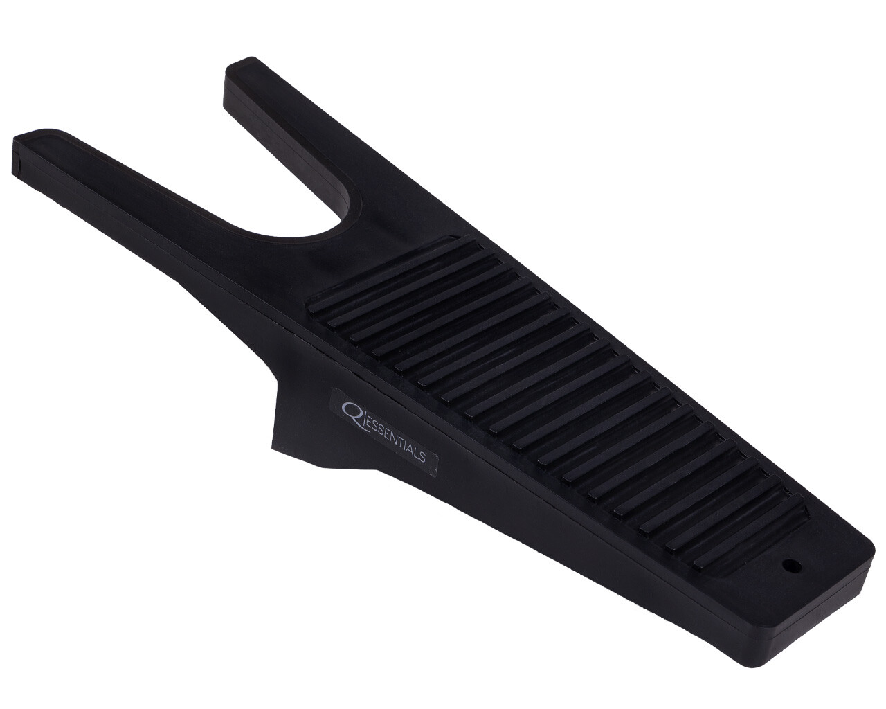 Tira Botas c/ Borracha QHP Cunha de porta preta com ranhuras antiderrapantes e logotipo QUESTPLUS