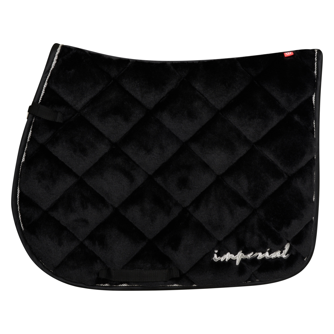 Suadouro IMPERIAL RIDING Candy Cotton Tapete de sela preto acolchoado com bordado 'imperial'
