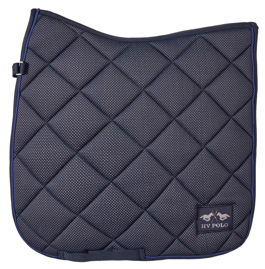 Suadouro de Dressage HV POLO 'HVPMorgana' Manta para cavalo azul escuro com padrão de pontos brancos e etiqueta HV POLO