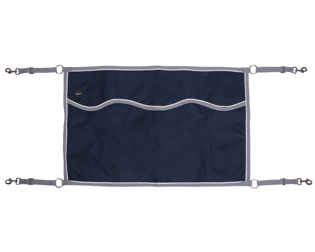 Porta de Boxe QHP 60x95cm Organizador azul escuro com bordas cinza e cintas com mosquetões
