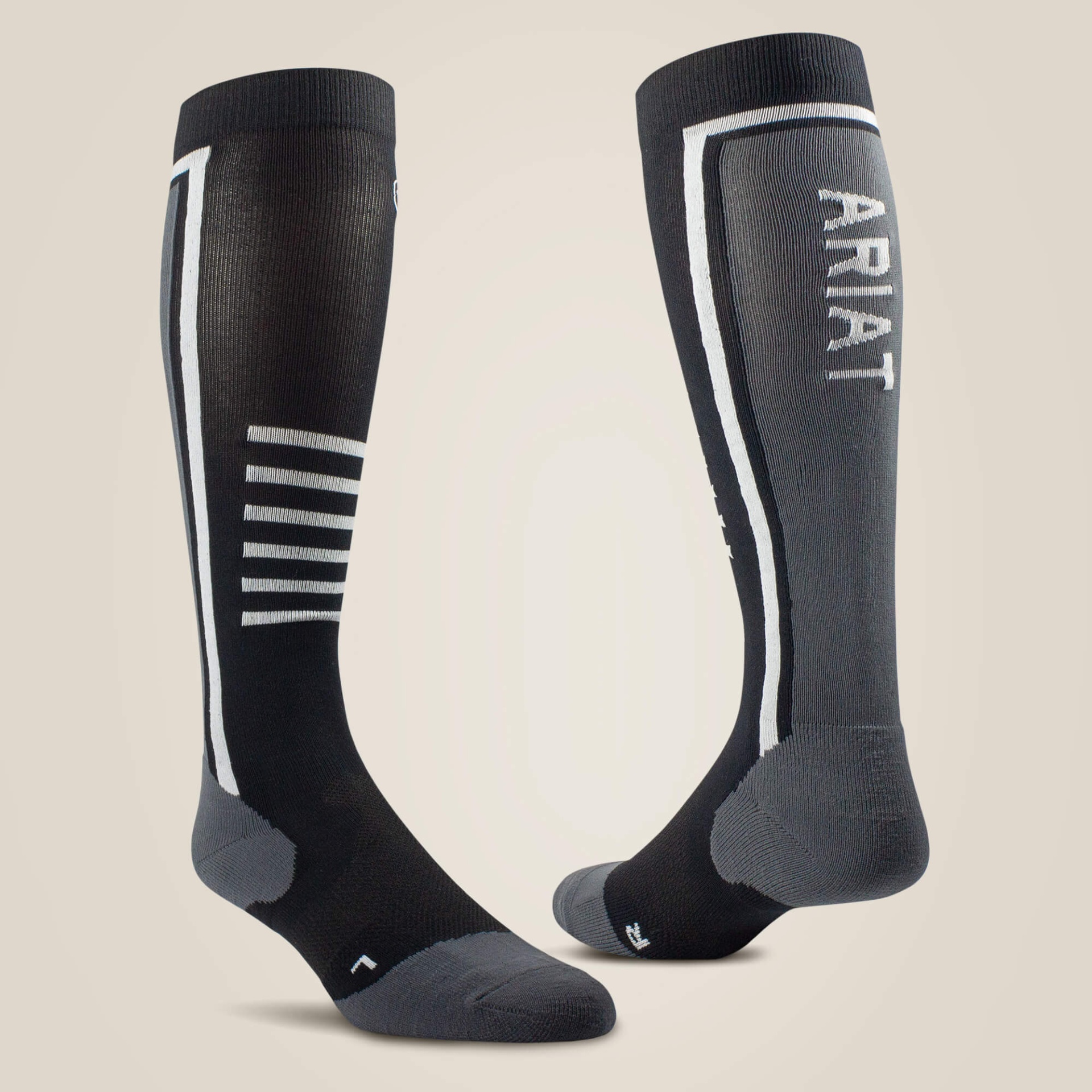 Meias ARIAT "Slimline Performance" Par de meias desportivas compridas ARIAT pretas e cinzentas