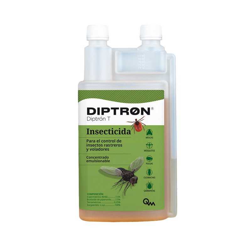 Repelente Concentrado DIPTRON T 250ml Frasco de inseticida Diptron T com rótulo verde e tampa branca