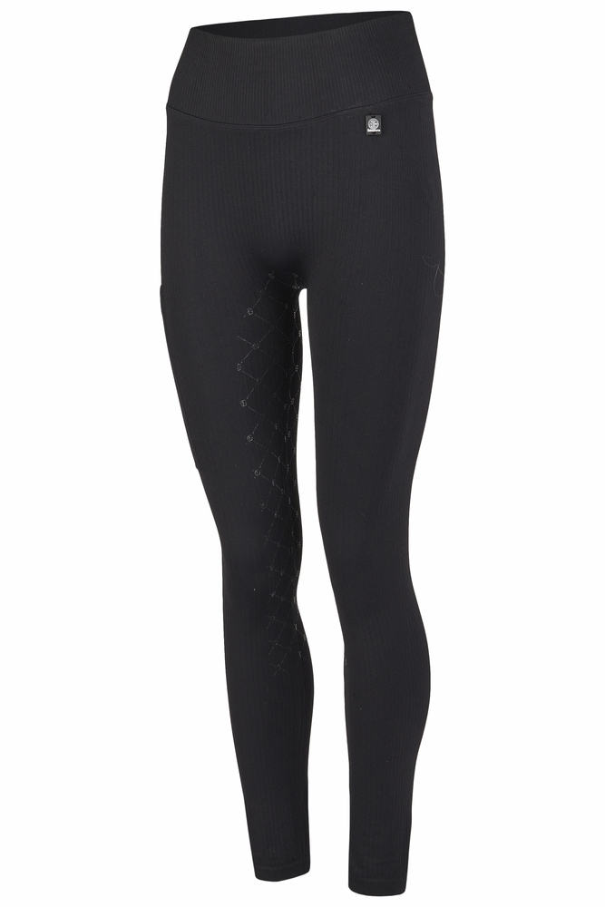 Leggings de Senhora ESKADRON Seamless Dynamic Leggings pretas de cintura alta com textura canelada e padrão em relevo