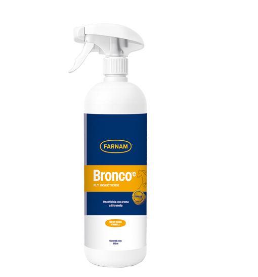 Repelente de Insectos FARNAM Bronco®E 946ml Frasco branco com pulverizador de inseticida para moscas FARNAM Bronco e