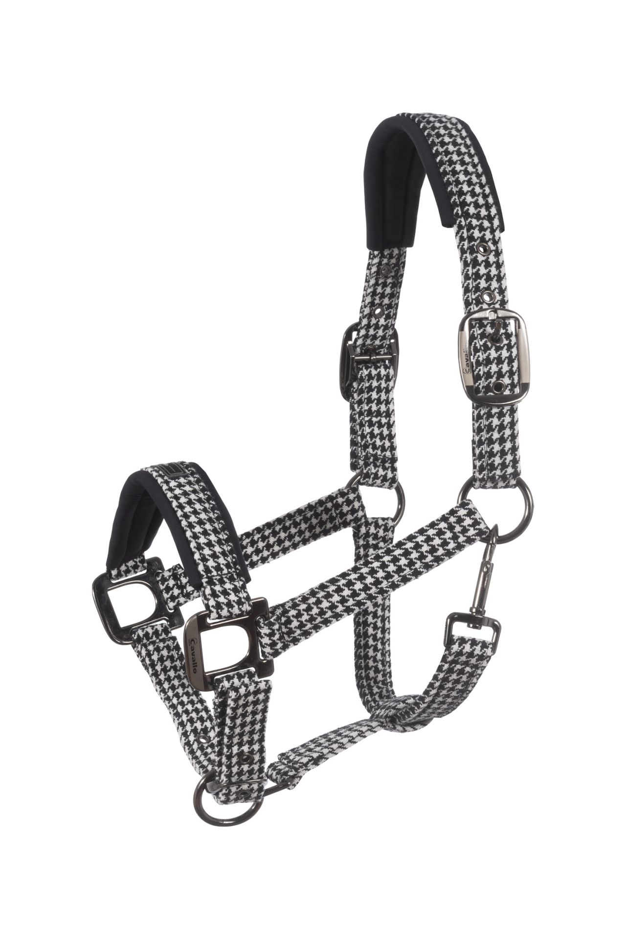 Cabeção CAVALLO 'Cavalpeppy' Cabresto para cavalo em padrão pied-de-poule preto e branco com fivelas metálicas