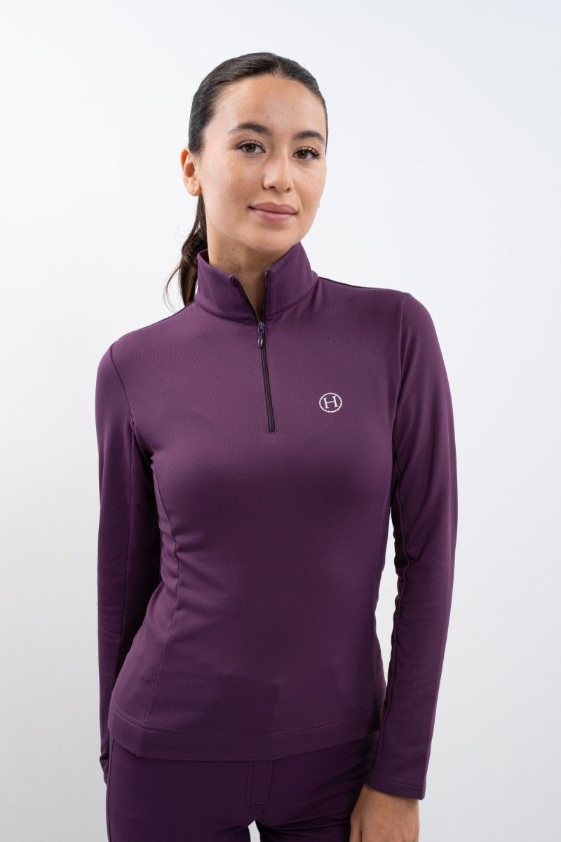 Baselayer de Senhora HARCOUR Atlantic 'W25' Camisola roxa de manga comprida com fecho e logótipo H