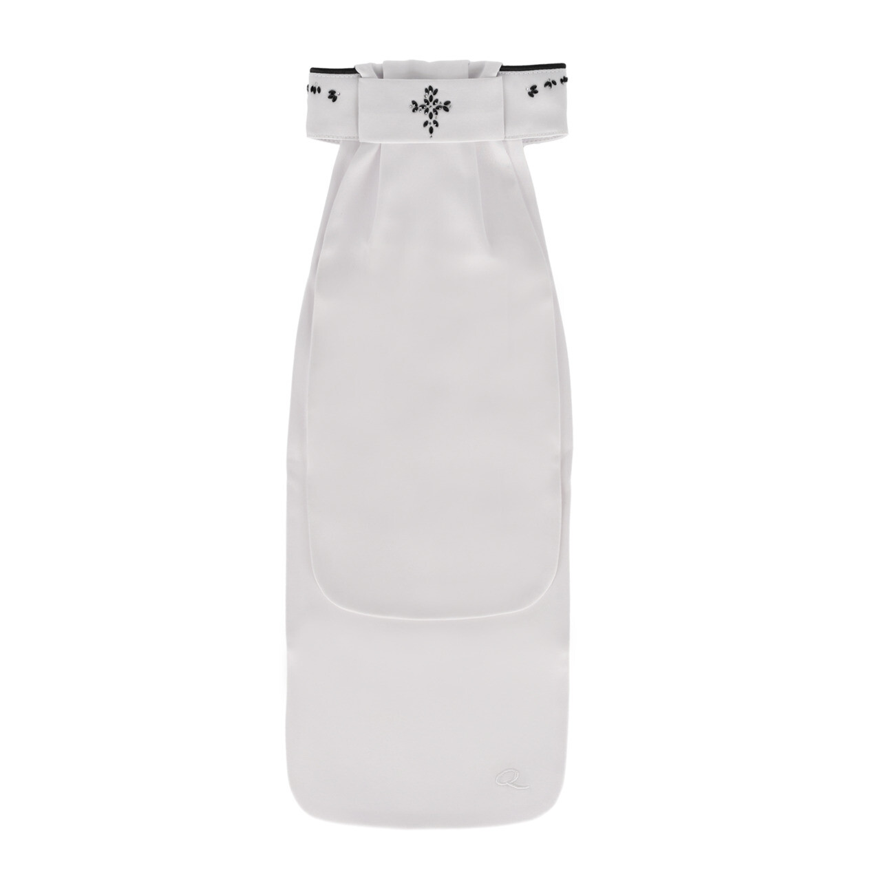 Plastron QHP Novah Saco de dormir para bebé branco com padrão de cristais pretos no colarinho