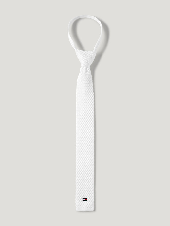 Gravata de Concurso TOMMY HILFIGER Adam Gravata branca texturizada com logotipo colorido na ponta