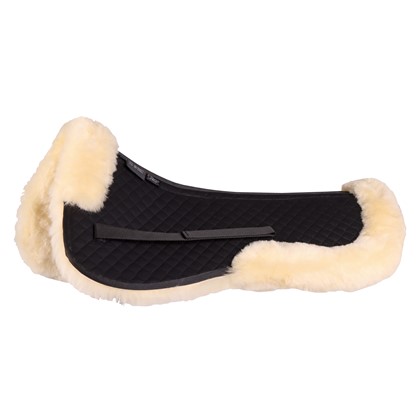 Protector de Dorso HARRY'S HORSE "Merino" FULL Sela de equitação preta com bordas de pelo sintético branco-creme