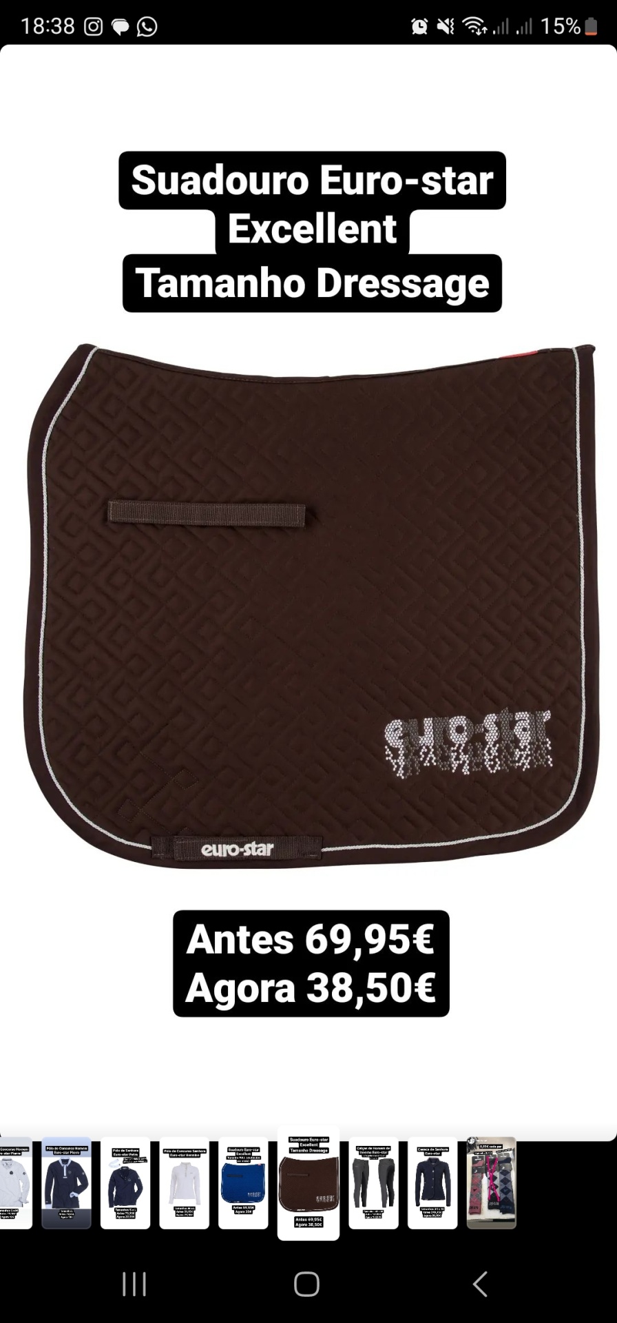 Tapete de sela castanho Euro-star Suadouro Excellent com bordas brancas