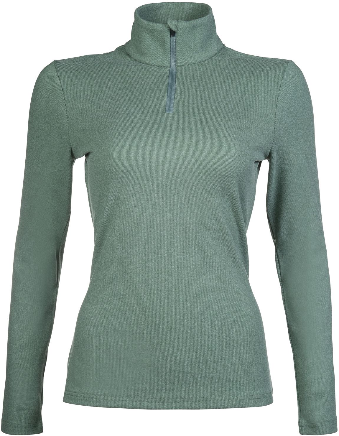 Camisola de Senhora HKM "Supersoft" Camisola feminina verde de manga comprida com gola alta e fecho de correr
