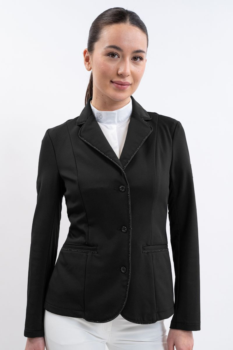 Casaca de Concurso Senhora HARCOUR Oria Blazer preto feminino com botões e bolsos