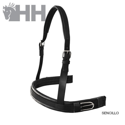 Cabeçada preta simples para cavalo em couro com fivela metálica